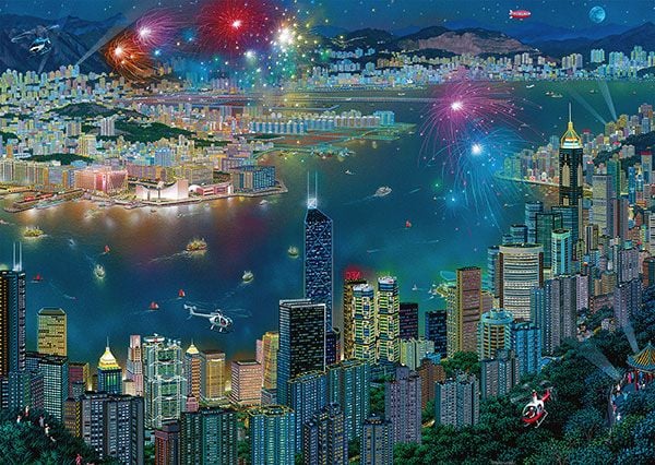 Schmidt Games Puzzle PQ 1000 Fyrverkeri over Hong Kong G3