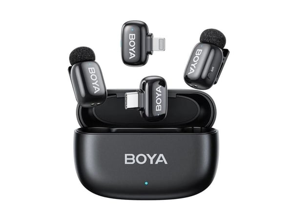 BOYA Mini, Lavalier-mikrofon, Kondensatormikrofon, Retningsuavhengig, 20 - 20000 Hz, Kameramonteringsmottaker, Sort