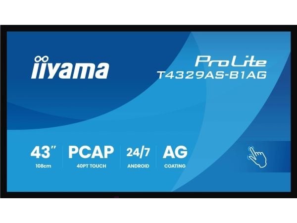 iiyama ProLite T4329AS-B1AG - 43" Diagonalklasse (42.5" synlig) LED-bakgrunnsbelyst LCD-skjerm - intelligent skilting - med pekeskjerm (multiberøri...