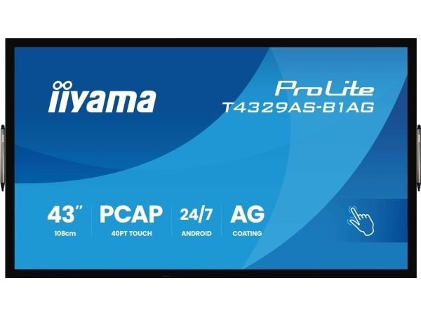 iiyama ProLite T4329AS-B1AG - 43" Diagonalklasse (42.5" synlig) LED-bakgrunnsbelyst LCD-skjerm - intelligent skilting - med pekeskjerm (multiberøri...