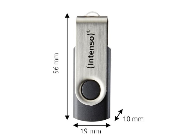 Intenso USB 64GB OFFICE LINE 3.2 Gen1 Silver-Black, 64 GB, USB A-tyyppi, 3.2 Gen 1 (3.1 Gen 1), Taittuva, musta, Hopea
