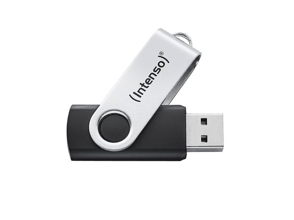 Intenso USB 128GB OFFICE LINE 3.2 Gen1 Silver-Black, 128 GB, USB A-tyyppi, 3.2 Gen 1 (3.1 Gen 1), Taittuva, musta, Hopea