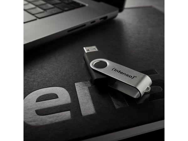 Intenso USB 128GB OFFICE LINE 3.2 Gen1 Silver-Black, 128 GB, USB A-tyyppi, 3.2 Gen 1 (3.1 Gen 1), Taittuva, musta, Hopea