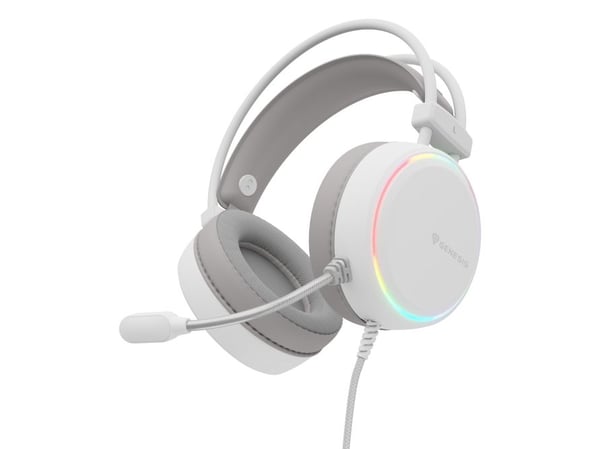 Genesis Neon 613 - 2. generasjon - hodesett - full størrelse - kablet - 3,5 mm jakk, USB-A - hvit