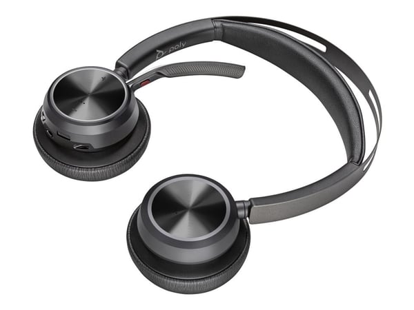 HP Poly Voyager Focus 2 - Hodesett - on-ear - Bluetooth - trådløs - aktiv støydemping - USB-C via Bluetooth-adapter - svart - Zoom Certified