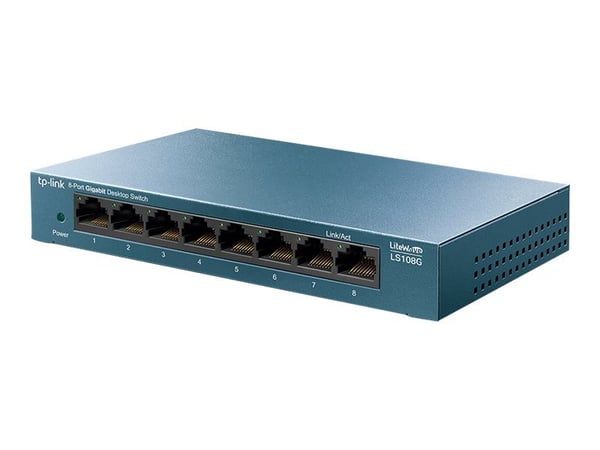 TP-Link LiteWave LS108G - Switch - ikke-styrt - 8 x 10/100/1000 - stasjonær - AC 220 V