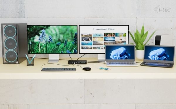 i-Tec - Dokkingstasjon - USB-C / USB4 / Thunderbolt 3 / Thunderbolt 4 / Thunderbolt 5 - 2 x HDMI, 2 x USB-C - 1GbE - 180 watt - Europa