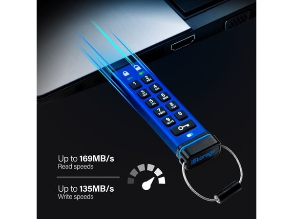 iStorage datAshur PRO - USB-flashstasjon - kryptert - FIPS 140-2 Level 3 - 256 GB - USB 3.0