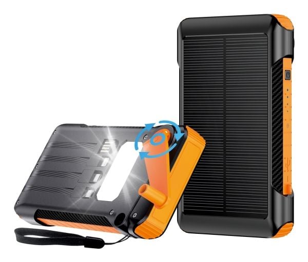 2GO nødstrømbank 10000mAh solcelle- og håndsveivlader. 2GO nødstrømbank 10000mAh solcelle- og håndsveivlader.