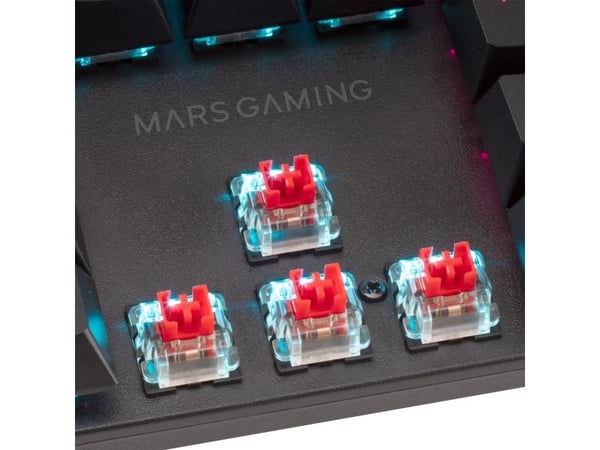 Mars Gaming MK422, Koblet med ledninger (ikke trådløs), USB, Mekanisk nøkkelbryter, QWERTY, RGB LED, Sort