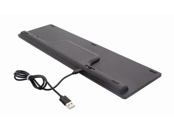 Gembird KBS-ECLIPSE-M500-ES, Ledning & Trådløs, USB + Bluetooth, Sakseformet tastebryter, QWERTY, Sort, Mus inkludert