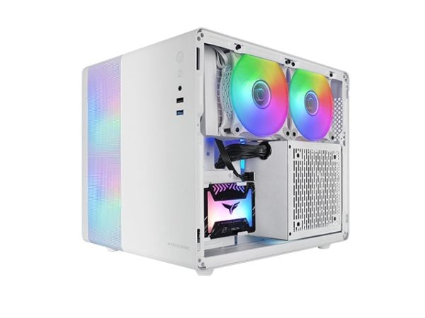 Mars Gaming MC-400, Mini Tower, PC, Hvit, Micro ATX, Mini-ITX, Spilling, PC-kabinettvifte