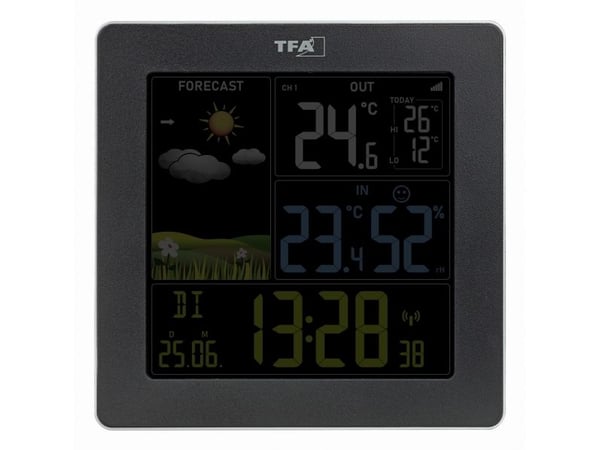 TFA-Dostmann Sun 2, Sort, Inne hygrometer, Inne Termometer, Utendørs Fuktighetsmåler, Utendørs Barometer, Hygrometer, Termometer, Hygrometer, Termo...