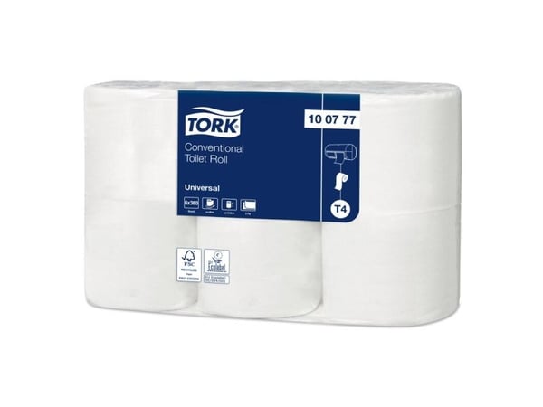 Toiletpapir, Tork, Universal, T4, 2 lag ubleget x 45.00m, kasse a 42 ruller FSC Recycled Credit