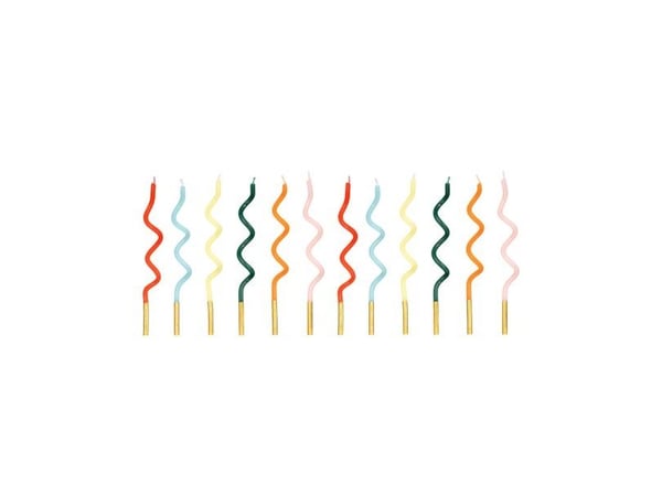 Syntymäpäiväkynttilät kierretty Rainbow 14cm mix 12kpl