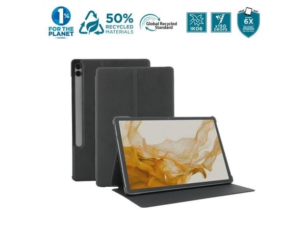 Mobilis RE.LIFE - Lommebok for nettbrett - øko-design, med klaff - kunstlær - svart - for Samsung Galaxy Tab S10+