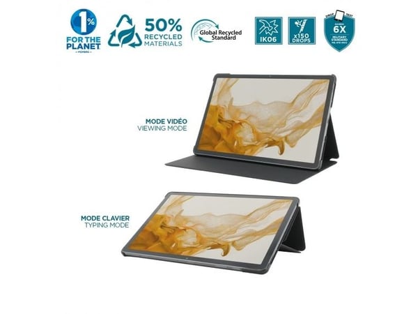 Mobilis RE.LIFE - Lommebok for nettbrett - øko-design, med klaff - kunstlær - svart - for Samsung Galaxy Tab S10+