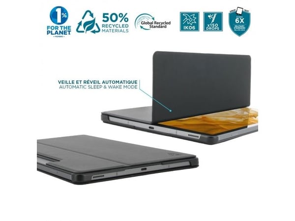 Mobilis RE.LIFE - Lommebok for nettbrett - øko-design, med klaff - kunstlær - svart - for Samsung Galaxy Tab S10+