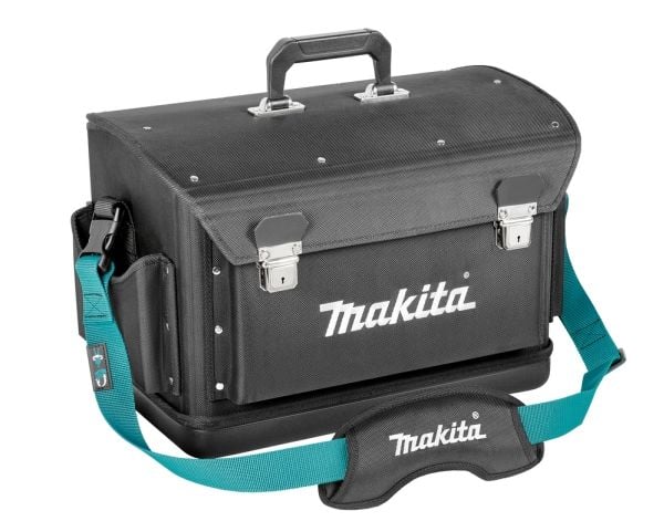 Makita E-15388 Vahvistettu työkalulaukku, jossa on säädettävät lokerot.