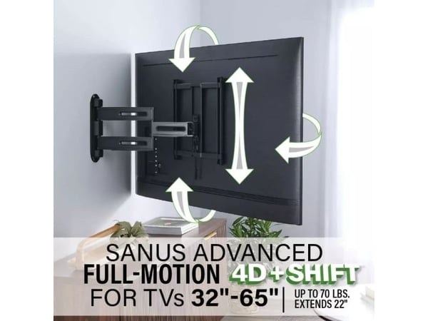 SANUS VMF822-B2, 81,3 cm (32"), 165,1 cm (65"), 200 x 100 mm, 400 x 400 mm, Stål, Sort