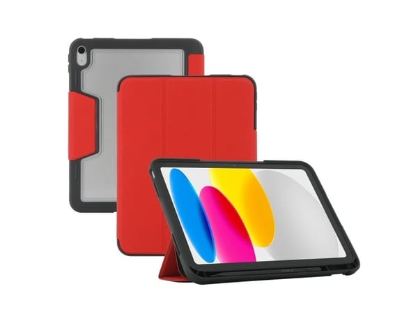 Mobilis - Lommebok for nettbrett - robust - med gjennomsiktig bakside og forsterkede hjørner - rød - 11" - for Apple 10.9-inch iPad Wi-Fi, Wi-Fi + ...