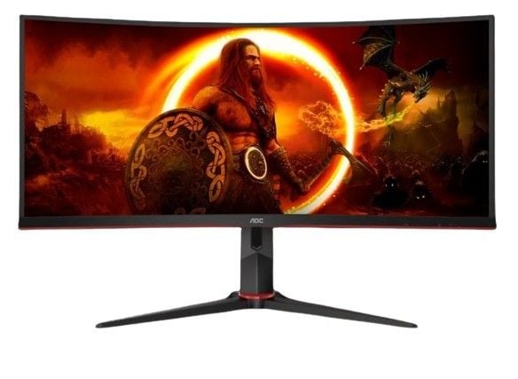 AOC 34 tommer 3440x1440 VA 180hz Høyt justerbart stativ HDR400 Freesync Premium USB HUB 4x3.0 2xDP 2xHDMI