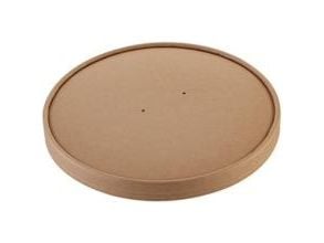 Låg Pap Ø185 mm PE-belagt m/ventilationshul Kraft Brun til salatbæger,12 ps x 25 stk/krt