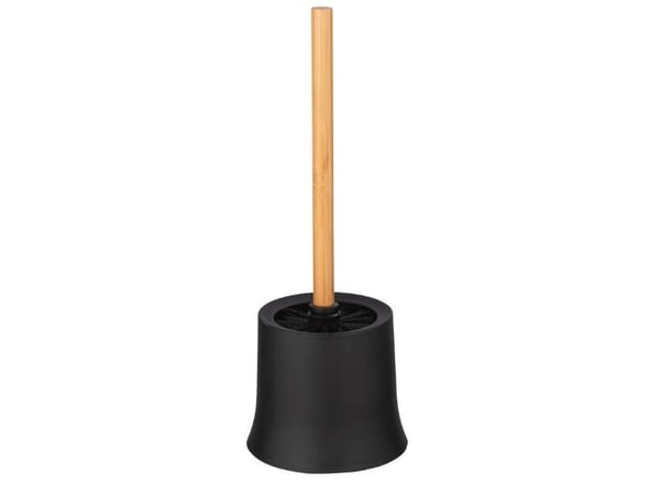 WENKO 24753100, Toalettbørste og holder, Svart, Tre, Plastikk, Bamboo, 380 mm, 14 cm