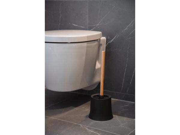WENKO 24753100, Toalettbørste og holder, Svart, Tre, Plastikk, Bamboo, 380 mm, 14 cm