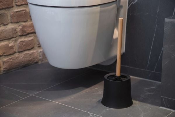 WENKO 24753100, Toalettbørste og holder, Svart, Tre, Plastikk, Bamboo, 380 mm, 14 cm