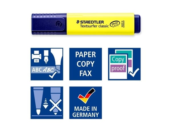 Staedtler 364 RC4, 4 stykker, Blå, Grønn, Rosa, Gult, Meisel tupp, Resirkulert plast, 1 mm, 5 mm