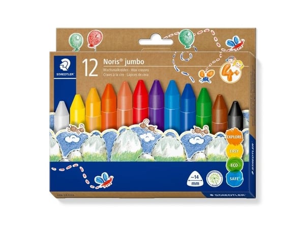 Staedtler Crayons, 12 stykker, Assorterte farger, Flerfarget, Trekant, Voks, 1,4 cm