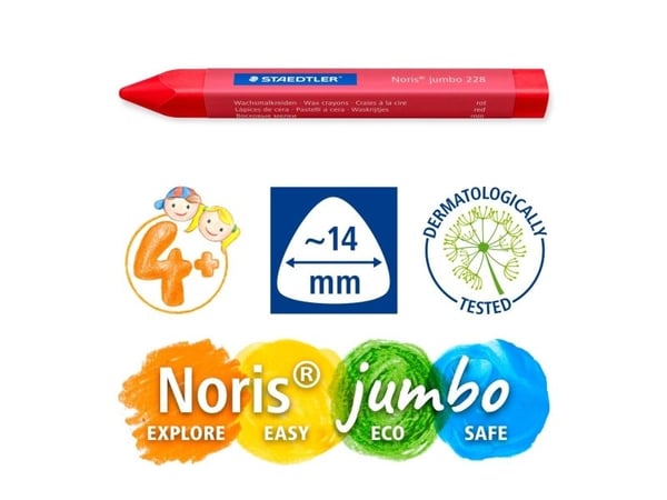 Staedtler Crayons, 12 stykker, Assorterte farger, Flerfarget, Trekant, Voks, 1,4 cm