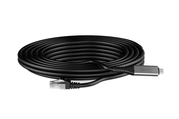DIGITUS - Nettverkskabel - USB-C (hann) til RJ-45 (hann) - 6.2 mm - S/FTP - dupleks - CAT 6a - USB 3.2 Gen 1 - støtte for Gigabit Ethernet, halogen...