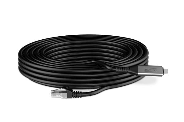 DIGITUS - Nettverkskabel - USB-C (hann) til RJ-45 (hann) - 6.2 mm - S/FTP - dupleks - CAT 6a - USB 3.2 Gen 1 - halogenfri, støtte for Gigabit Ether...