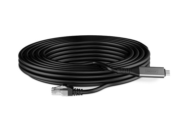 DIGITUS - Nettverkskabel - USB-C (hann) til RJ-45 (hann) - 6.2 mm - S/FTP - dupleks - CAT 6a - USB 3.2 Gen 1 - støtte for Gigabit Ethernet, halogen...