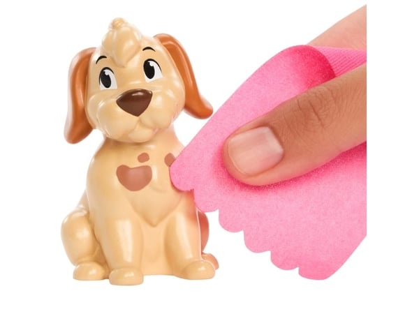 Disney Princess Bathe & Brush Belle-motedukke med hundefigur, fargeendringsfunksjon og tilbehør, Motedukke, Jente, 3 år, 295 mm, 160 g, Flerfarget