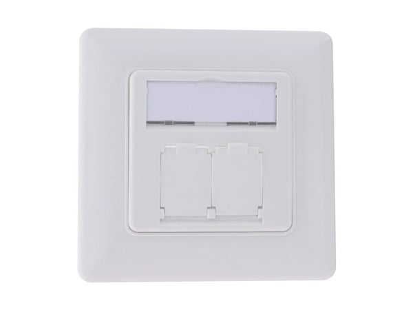 InLine kehyssarja 2x RJ45 Bu/LSA insertille - Keystone SNAP-In - valkoinen RAL9010 (76202U)