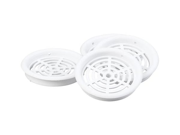 Duka skåpsgaller typ 61.2 - PVC, Vit, Ø60 mm, Förpackad i påsar om 4 st.