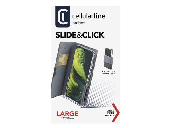 Cellularline 8018080355516, Folio, Universell, 90 x 170 mm, Svart