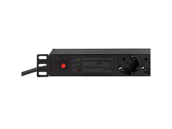 LogiLink PDU7C02, 1U, Pystysuora, Alumiini, musta, 7 AC-pistorasia(a), Tyyppi F