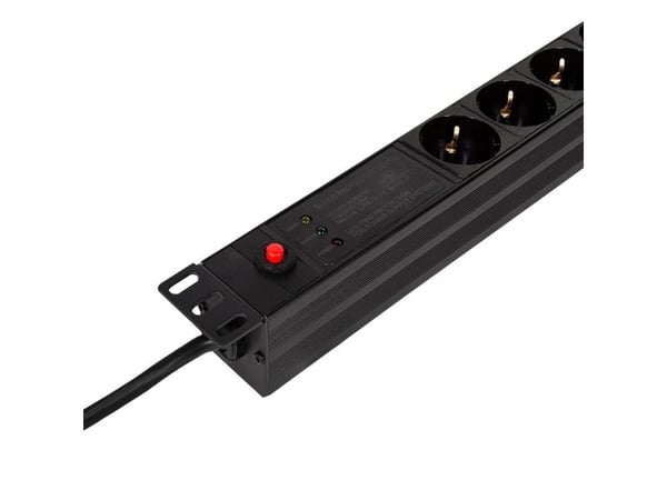 LogiLink PDU7C02, 1U, Pystysuora, Alumiini, musta, 7 AC-pistorasia(a), Tyyppi F