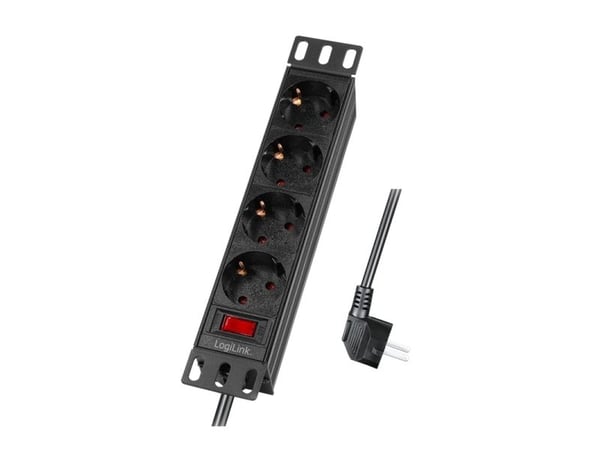 LogiLink 4-tie pistorasiapistorasia kytkimellä, 10"(1U), 2m