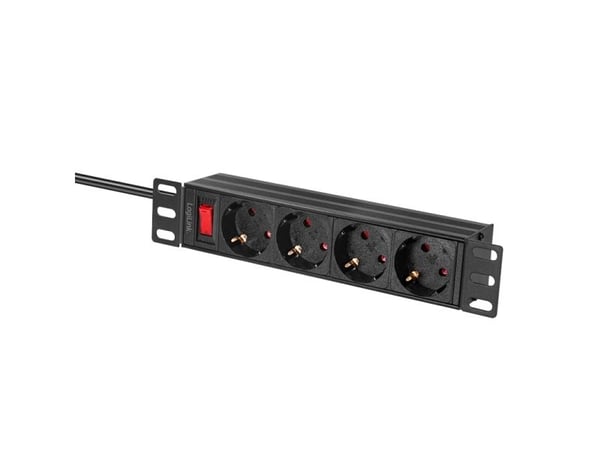 LogiLink 4-tie pistorasiapistorasia kytkimellä, 10"(1U), 2m