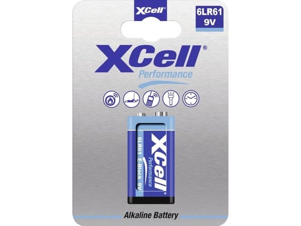 XCell alkaliske batteriblokker 1 stk blister - 9V-blokk (115357)