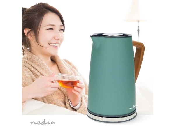 Nedis KAWK510EGN, 1,7 l, 2200 W, Grønn, Stål, Vannivåindikator, Trådløs