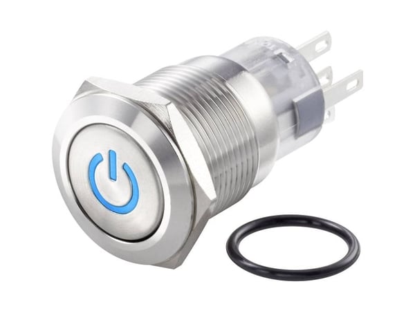 Conrad TC-7494500 TC-LAS1-AGQ-11ZDT/B/12V/S Vandalsikker trykkbryter 250 V/AC 3 A 1 x av/på-låsing, Rustfritt stål, Rustfritt stål, 250 V, 3 A