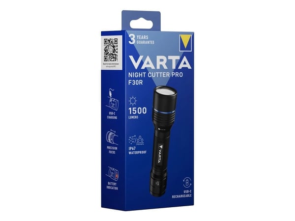 Varta Night Cutter Pro F30R, Lommelykt, Svart, ABS syntetisk, Aluminium, Polykarbonat (PC), Silikon, Batterinivå, IP67, LED Varta Night Cutter Pro F30R, Lommelykt, Svart, ABS syntetisk, Aluminium, Polykarbonat (PC), Silikon, Batterinivå, IP67, LED