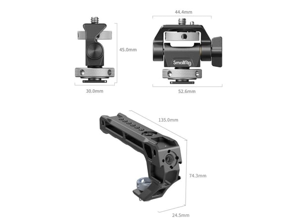 SmallRig 5322, Toppgrep, Sort, Aluminium, Silikon, Rustfritt stål, 1/4, 3/8", 135 mm, 52,6 mm