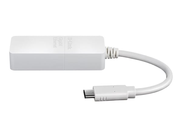D-Link DUB-E130, Langallinen, USB Type-C, Ethernet, 1000 Mbit/s, Valkoinen